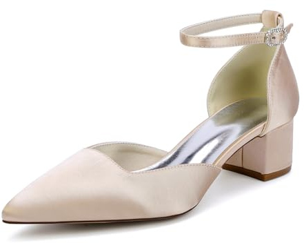 MlYJmer Zapatos de tacón bajo para Mujer Zapatos de Vestir Cerrados Zapatos de Fiesta de Boda