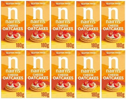 Nairn's Gluten Free Cheese Oatcakes, 180g (Pack of 10) - Healthy Snacks
