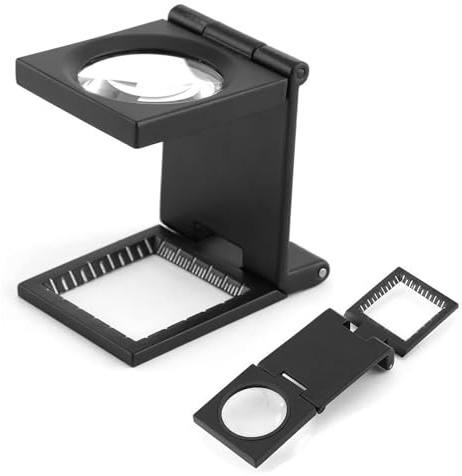 Contador de hilos, lupa de joyería, lupa con luz y soporte, mini lupa plegable, 10 lupas con escala, contador de hilos de metal para soldadura, para trabajos precisos en la industria relojera, joyería