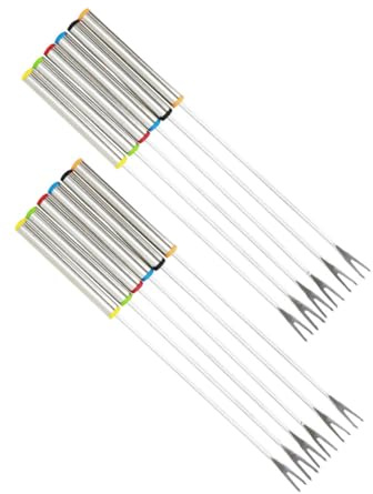 LABRIMP 12pezzi Forchette Acciaio Inox per Fonduta e Cioccolato Forchette Frutta Squisite per Ragazza Utensili da Dessert senza Sbavature per Feste e Uso Casalingo Colore Casuale