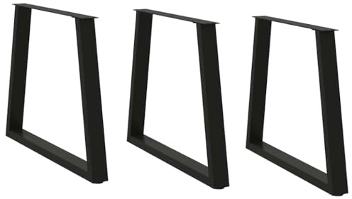 Frdhee Lot de 3 pieds de meubles en forme de V - Noir - 70 x (72-73,3) cm - En acier - Pour table à manger, bureau, bistro