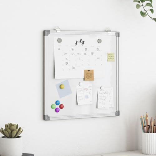 LoogCape Magnetisk whiteboard 60 x 60 cm aluminiumram slät magnetisk tavla för kontor skola presentation anslagstavla skiljevägg rumsavdelare, mobil, dubbelsidig, vikbar, mångsidig användning