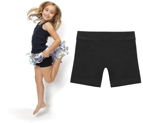 Girls Cycling Shorts 100% Cotton Modesty Shorts Under Dress School PE 4-16 | Covered elastic waist, no scratchy labels, single pair or twin pack in black, navy, white, dark grey or heather grey