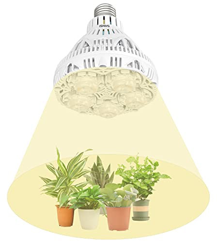 SANSI 24W LED Pflanzenlampe Vollspektrum, E27 Weiß Pflanzenlicht für Zimmerpflanzen, Grow Light mit High PPFD 117,06μmol/s/㎡@1ft, Wachstumslampe für Gewächshäusern,Innengärten, Blumen, Gemüse, Obst