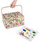 Ejoyous Large Sewing Basket Box, Retro Rural Fabric Floral Printed Sewing Storage Box with Compartments for Storing Needle Thread