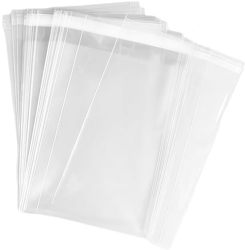 VASANA 100 sacchetti di cellofan con chiusura adesiva, 22,9 x 30,5 cm, trasparenti, ideali per candele, prodotti da forno, caramelle, biscotti, snack