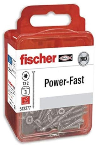 fischer Power-Fast - caja de tornillos especiales para madera 5x60mm, para atornillado de maderas, conexión de maderas macizas o fijación de piezas a la madera,8 ud