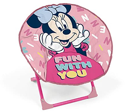 ARDITEX Minnie Mouse Folding Round Chair, Children's Moon Chair, Ø 50 cm