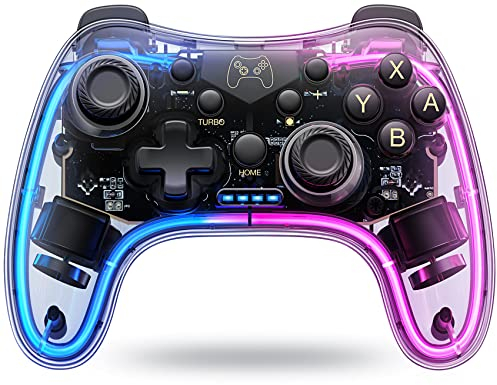 HASACOOL Switch Pro Controllers for Switch/Switch Lite/OLED, Wireless Switch Controller Gamepad Joystick with Turbo/Precise Motion Control/Vibration/Wake-up/RGB Breathing LED/15H Playtime
