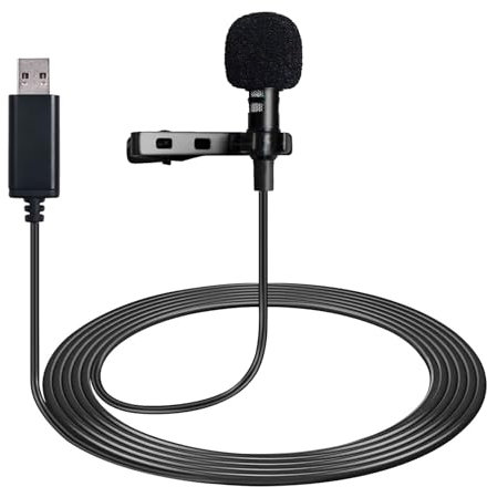MICMXMO USB Microphone Lavalier Lapel Clip on Mic for Laptop, Computer, PC, Streaming Conferencing,Interviews, Online Singing, Skype, MSN, Audio Video Recording