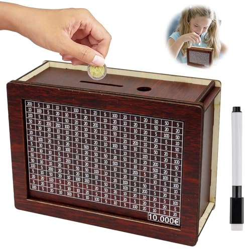 Spardose Holz, Sparbox, Sparschwein, Retro Sparbüchse Aufbewahrungsbox, Wiederverwendbare Spardose mit Zähler, Hilft die Gewohnheit Zum Sparen, Spardosen für Erwachsene