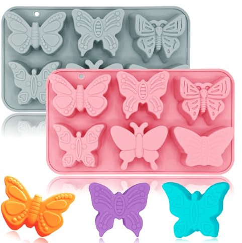 2 Pack Butterfly Silicone Molds 3D Butterfly Themed Baking Mould Tray DIY Baking Tool for Chocolate Cake Dessert Candy Mousse Pastry Handmade Soap Cupcake Topper