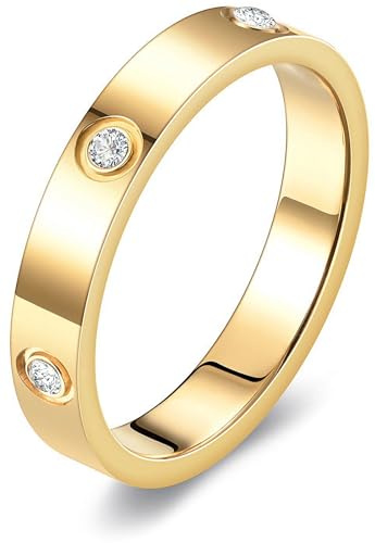 Tidefire Unisex Stainless Steel Love Friendship Ring Titanium Steel Ring | Cubic Zirconia for Men Women