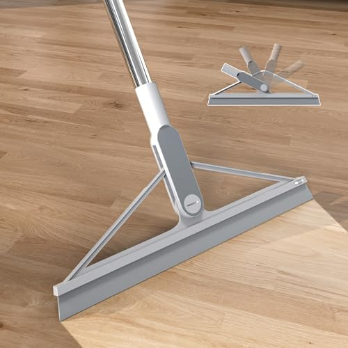 KOLLIEE Floor Squeegee Broom Rubber Window Squeegee for Floor 61 Long Handle Adjustable Floor Wiper for Concrete Tile Shower Bathroom Water