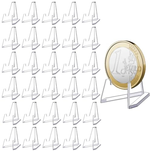 wugongshan 30 Pz Mini Porta Piatti da Esposizione, Mini Cavalletto Acrilico, Mini Supporto per Carte Trasparente, Supporto Monete, Porta Carte per Orologi da Tasca Medaglie Biglietti d'auguri