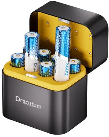 AA Wiederaufladbare Lithium Akkus 8 Pack mit Ladegerät, 1.5V 3600mWh Hohe Kapazität Wiederaufladbare AA Akkus, 2000 Zyklen Lang anhaltende Li-Ion Doubel A Batterien für Blink Außenkamera