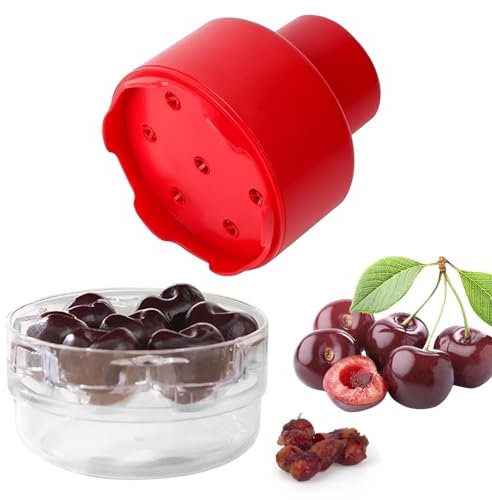 MEETOZ Creativity Outil dénoyauteur de cerises à 7 trous pour enlever plusieurs cerises Rouge