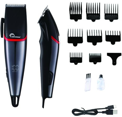 LITTLE BALANCE 8804 Easy Performance, Tondeuse cheveux homme, Autonomie 2h30, Recharge USB-C, Ecran LED, 8 sabots, 4 réglages de longueur, Noir