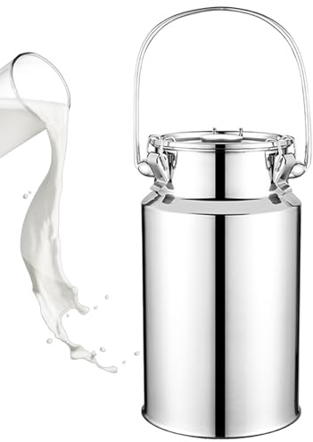 Adima Tote Bucket 201 Stainless Steel Milk Transport Cans Bucket Milk Churn Pot with Silicone Sealed Lid Milk Jug Wine Bucket for Liquid Storage and Transport,3L