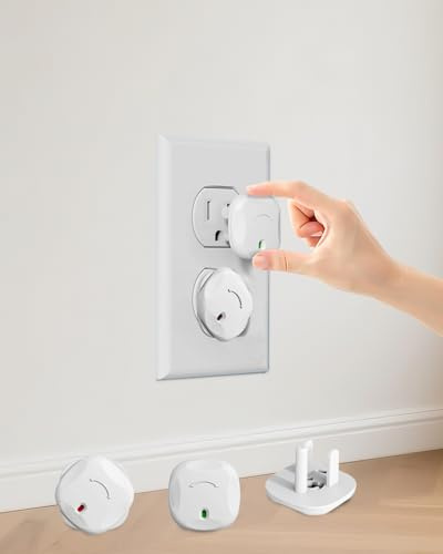 TrusTot Outlet Covers Baby Proofing, 24 Pack Plug Covers Baby Proofing, Outlet Plug Covers for US 3-Prong to Prevent Electric Shock, Outlet Covers for Home, Office, School, Toddlers & Babies, White
