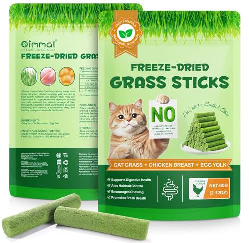 ALIVO Cat Grass Sticks, Cat Grass Treats Support Teeth Cleaning & Hairball Care, Natural Dental Treats for Indoor Cats, Health Supplies Dental Care - Indoor Cats Snack, 60g