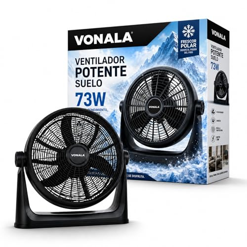 Vonala Ventilador de Suelo y Pared Industrial, Ventilador Potente 30cm Silencioso ABS Antivibración Fan Para Exterior e Interior Negro, Ventiladores Potentes Silenciosos (73, Vatios)