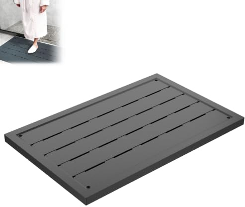 TATIVALO Golvplatta halkfri plast, halkfri, antracit, 100 x 65 cm | Golvelement för soldusch, duschplattform halkfri, duschmatta för utomhusdusch trädgårdsdusch, dusch och bastu