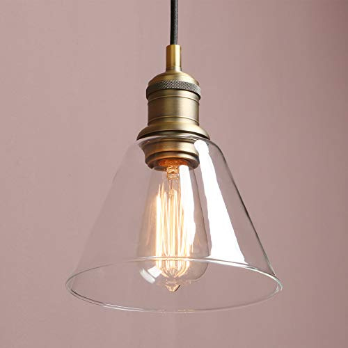 Yosoan Industrial Vintage Pendant Light Fittings, Glass Ceiling Light | Hanging Ceiling Lights for Kitchen Island Bedroom Dining Room