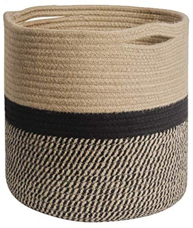 Snow forest 30cm geflochtene Seilkörbe Blumentopf Home Aufbewahrungskorb Organizer Modern Indoor Decor Aufbewahrungskorb Mülleimer Korb mit Griffen für Kinderzimmer Kinderzimmer Aufbewahrung