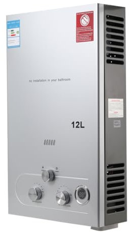 Lfhelper Tankless Propane Gas Water Heater, 12L Tankless Instant Hot Water Heater, LPG Gas Camping Water Heater for Showering Pet Washing Outdoor Cleaning Camping