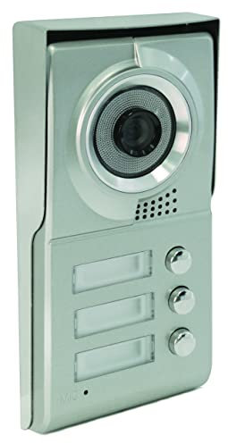 SCS Sentinel - PMP0011 - Platine de Rue 3 Boutons pour Interphone Vidéo Collectif 4 Fils - Pour Petit Immeuble ou Résidence 3 Logements - Façade Alu - Angle de vision 110° - Porte-Étiquette - 3B1