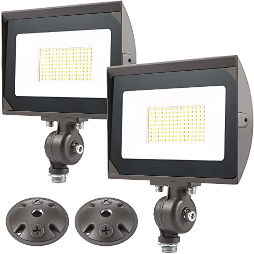 ECCFUTLL 80W Outdoor LED Flood Light with 1/2 Knuckle Mount (Plate Included), 5000K Daylight 9600LM 120V, UL Waterproof LED Security Flood Lighting