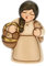 THUN - Krippe 2022 - Krippenfigur für Damen auf dem Markt aus Keramik, handverziert, beige Kleid - Linie Krippe Klassisch - 5,8 x 5 x 8 cm h