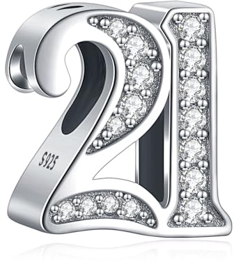 Amuefer jubileumsberlocker till födelsedag för armband och halsband. Hängsmycke i sterling silver med kubisk zirkonia. Perfekta smycken som gåvor till kvinnor vid jul, födelsedag och Halloween.,