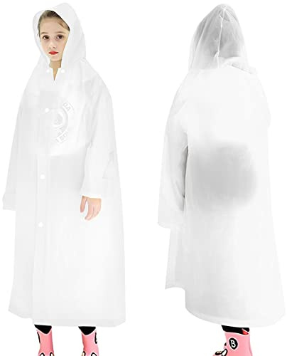 Skyzone Kids Rain Coat for Girls Boys,Portable EVA Raincoat Lightweight Rain Poncho with Hood,Reusable Cute Children Raincoat for Travel Outdoor Climbing Cycling Hiking Camping