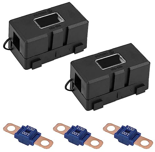 mizikuu Midi Sicherungshalter, 2 Stück Kfz Auto-Sicherungshalter und 3 Stück Midi Sicherung Mega Sicherung 40A 50A 60A ANS Hochstromsicherung 12V-58V für PKW, LKW, Baufahrzeuge, Busse, Wohnwagen