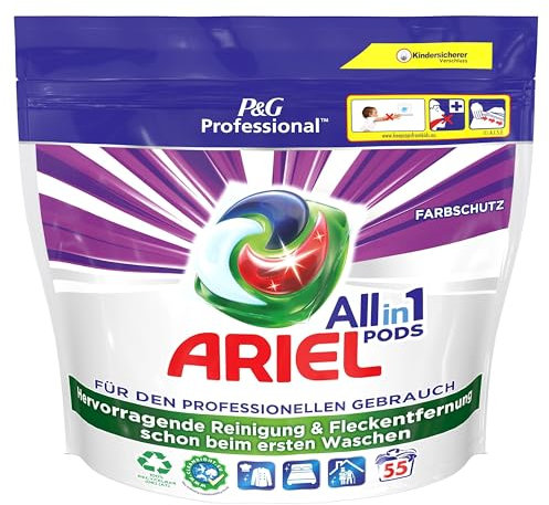 Ariel Professional All-In-1 Pods Color Waschmittel, 110 Waschladungen, (2 x 55 Kapseln), Waschpods, professionelle Wäschepflege ausgezeichnete Fleckentfernung ab der ersten Wäsche