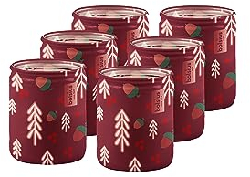 Bolsius - Candele profumate in vetro con stampa - Confezione da 6 - Rosso - 23 ore di combustione - Spezie invernali - Decorazione natalizia - Senza olio di palma - Natale decorazioni casa