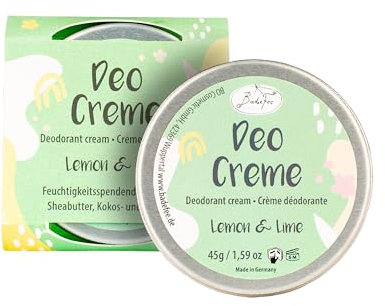 Bade Fee BadeFee Deo-Creme Lemon Lime vegan (50ml) - ohne Aluminium/mit Sheabutter, Kokos- & Mandelöl - sanfte Pflege & 24h Schutz vor Schweißgeruch für empfindliche Achseln - Zitrusduft