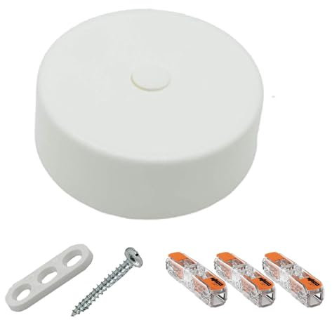 Profi-Set Verteilerdose Weiß inkl. 3x Durchgangsklemme 221-2411 u. Befestigungszubehör ø 72x23mm Aufputzdose Anschlussdose Baldachin
