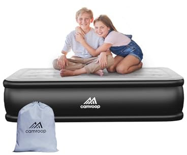 Viagkiki Aufblasbare Matratze, Einzelbett, 190 x 99 x 46 cm, aufblasbare Matratze mit integrierter Pumpe für Zuhause, Reisen und Camping, Maximalgewicht: 300 kg (schwarz und grau)