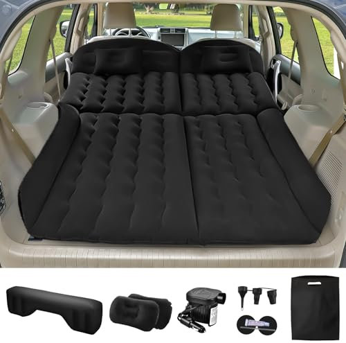 YOOHBERRYS Auto Matratze, 200 * 125cm SUV Auto Luftmatratze mit Luftpumpe, 2 Kissen, Rücksitz Luftmatratze Kissen, Verdickte Beflockung Aufblasbare Auto Bett Kofferraum für Camping (200 * 125)