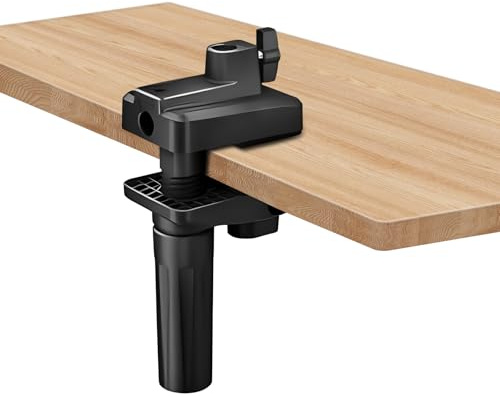 Mic Arm Desk Mount Clamp Insert Holes Universal Mic Stand Desk Holder for Boom Arm, Lamp, Monitor Stable Desk/Bed Mount Black(2 Pack)