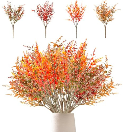 GOUYENG Fiori Artificiali,12 Pezzi Fiori Finti per Decorazioni,Decorazioni Autunnali,Piante Artificiali Autunnali,Esterno Bouquet,per Raccolto Autunnale Ringraziamento Halloween