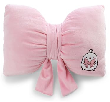 NICI Molang Morbido Cuscino 40 x 28 cm, Rosa - 62788 | cuscino in peluche a forma di fiocco, da coccolare, per bambini e adulti, per casa, asilo o in viaggio,