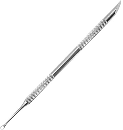 Whispern Cloud 2-in-1 Stainless Steel Dual Ended Cuticle Pusher | 2-in-1 Cuticle Pusher & Gel Nail Remover, Stainless Steel with Loop & Beveled Head for Home & Salon Manicure Pedicure