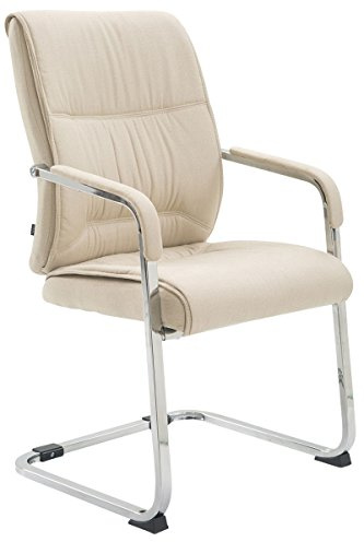 CLP Silla De Conferencia Anubis En Tela I Silla De Reunion En Estilo Cantiléver I Silla De Oficina Sin Ruedas & con Base De Metal, Color:Crema