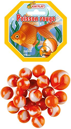 KIM'PLAY Kimplay- Lot de 20+1 Billes, Poisson Rouge, 500838