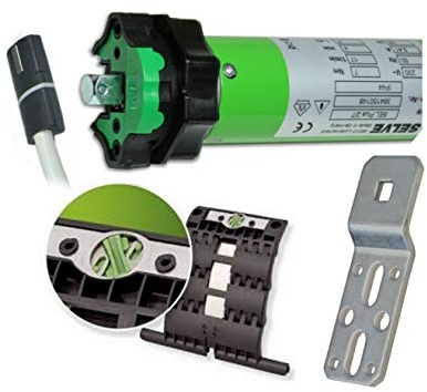 smarotech® Rollladen-Nachrüstset: Rohrmotor Selve SEL Plus 2/15 inkl. Einbruchschutz durch patentierte SecuBlock, 4-Kant-Lager, Anschlusskabel und SW 60 Adapter. (SEL Plus 2/15 mit 3 St. SecuBlock)