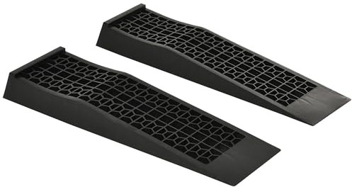 HOMCOM Pair of 2 Low Entrance Plastic Curb Ramps Anti-Slip Surface 3 Ton Capacity Garage Workshop Cars SUVs Small Vans